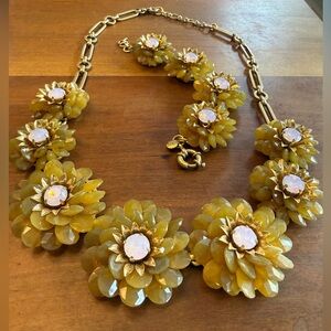 J CREW Golden Flower statement necklace & bracelet EUC
